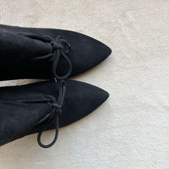 Giorgio Armani Black Suede Stiletto Heel Boots Women EU 38 US 7.5 Tie Pointy Toe - Picture 6 of 16